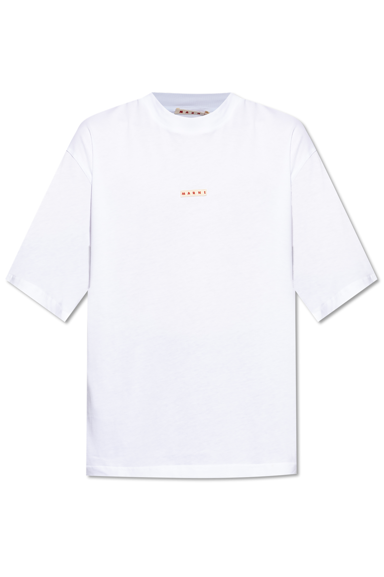 White jersey T-shirt with Marni scribbled logo | Marni